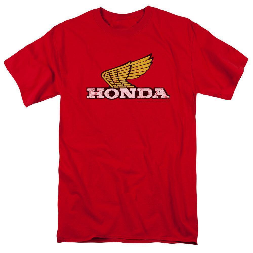 Honda Yellow Wing Logo Adult 181 T Shirt Red